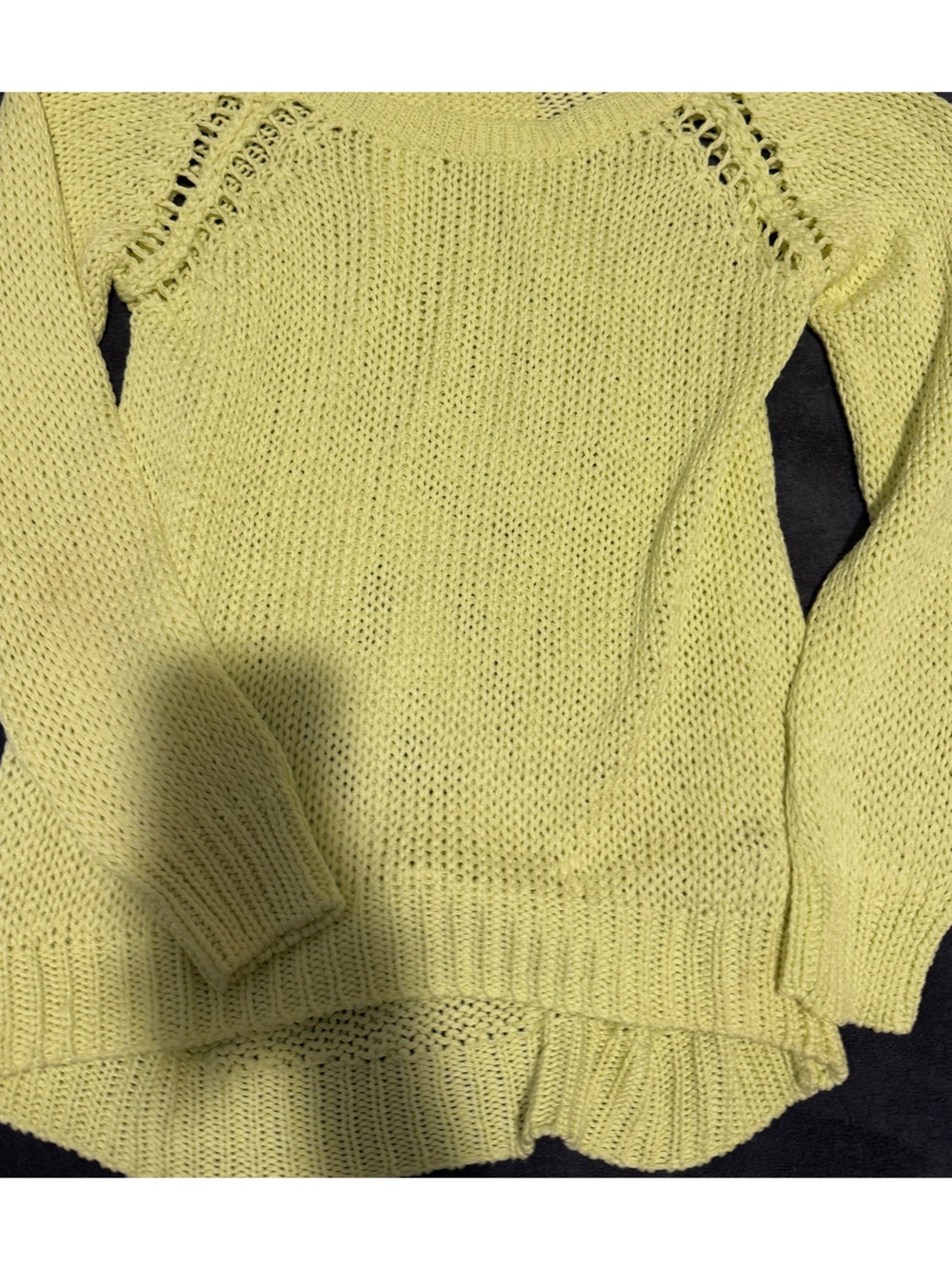 Zara Light Lime Open-Knit Crewneck Sweater